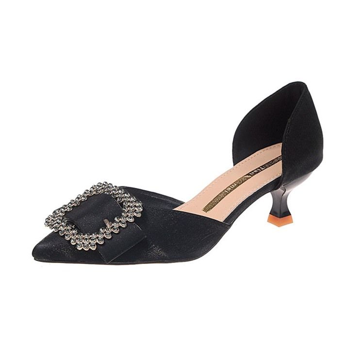 Strass Spetsad Tå Kitten Heel Dam Pumps