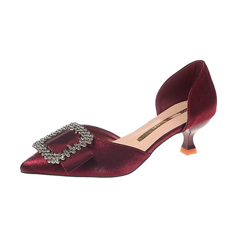 Strass Spetsad Tå Kitten Heel Dam Pumps