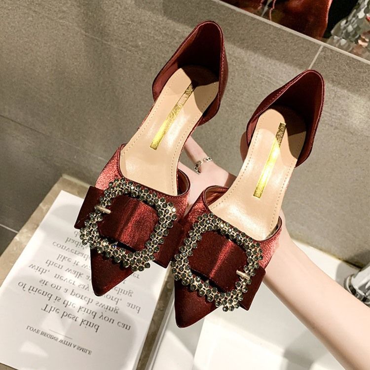 Strass Spetsad Tå Kitten Heel Dam Pumps