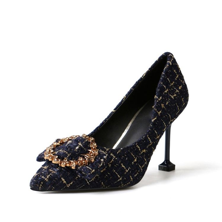 Strass Stilettklack Spetsad Tå Slip-On Dampumpar