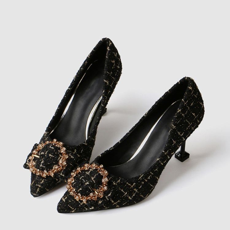 Strass Stilettklack Spetsad Tå Slip-On Dampumpar