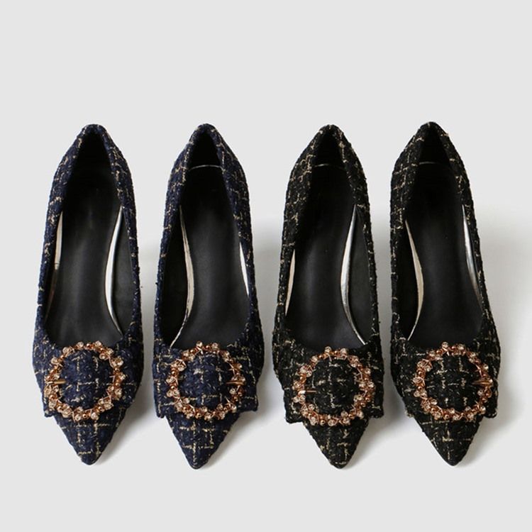 Strass Stilettklack Spetsad Tå Slip-On Dampumpar