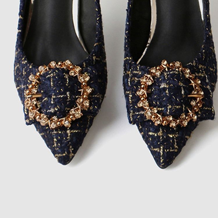 Strass Stilettklack Spetsad Tå Slip-On Dampumpar