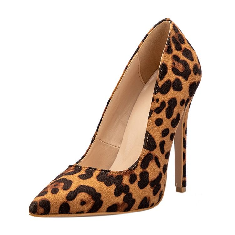 Tråd Slip-On Round Toe Leopard Tunna Skor