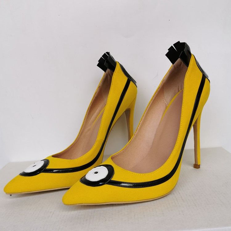 Tråd Spetsad Tå Slip-On Color Block Tunna Skor