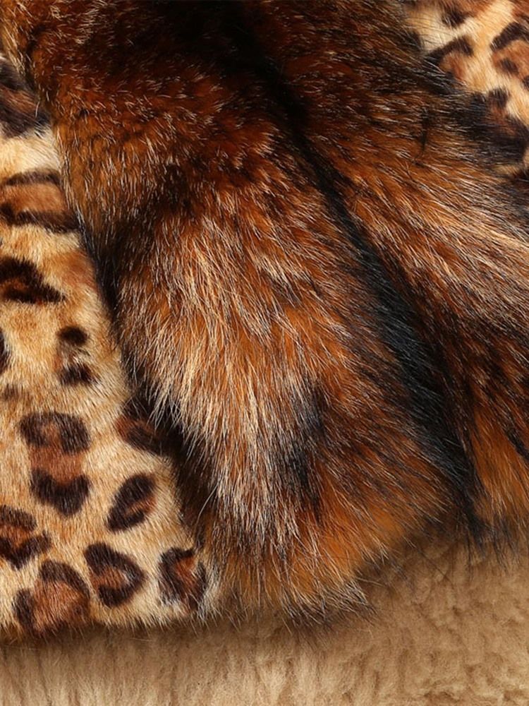 Smal Patchwork Leopard Fuskpälsrock
