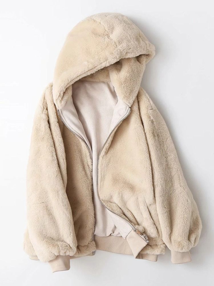 Standard Vanlig Fall Lös Dam Faux Fur Overcoat