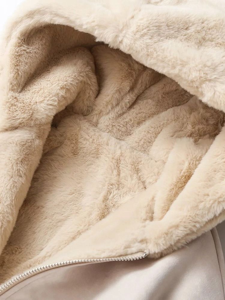 Standard Vanlig Fall Lös Dam Faux Fur Overcoat