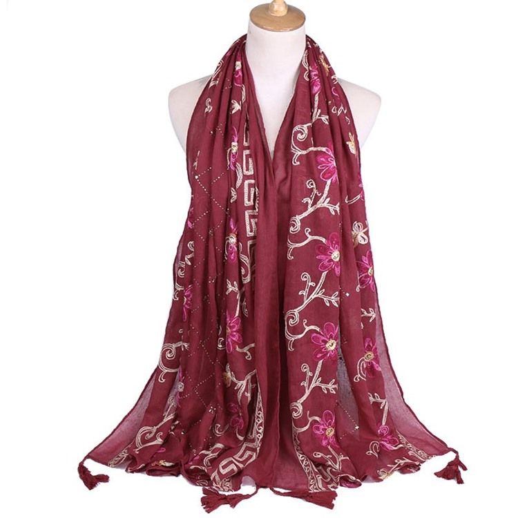 Broderi Vintage Blommiga Halsdukar