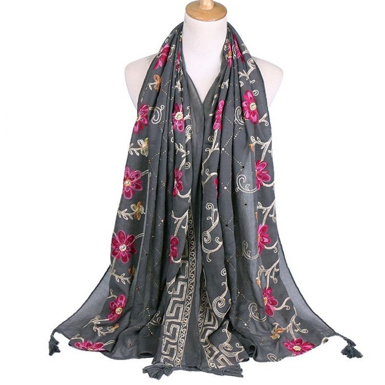 Broderi Vintage Blommiga Halsdukar
