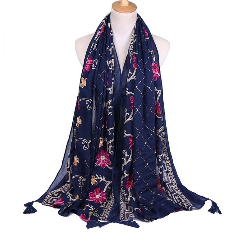 Broderi Vintage Blommiga Halsdukar
