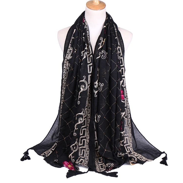 Broderi Vintage Blommiga Halsdukar
