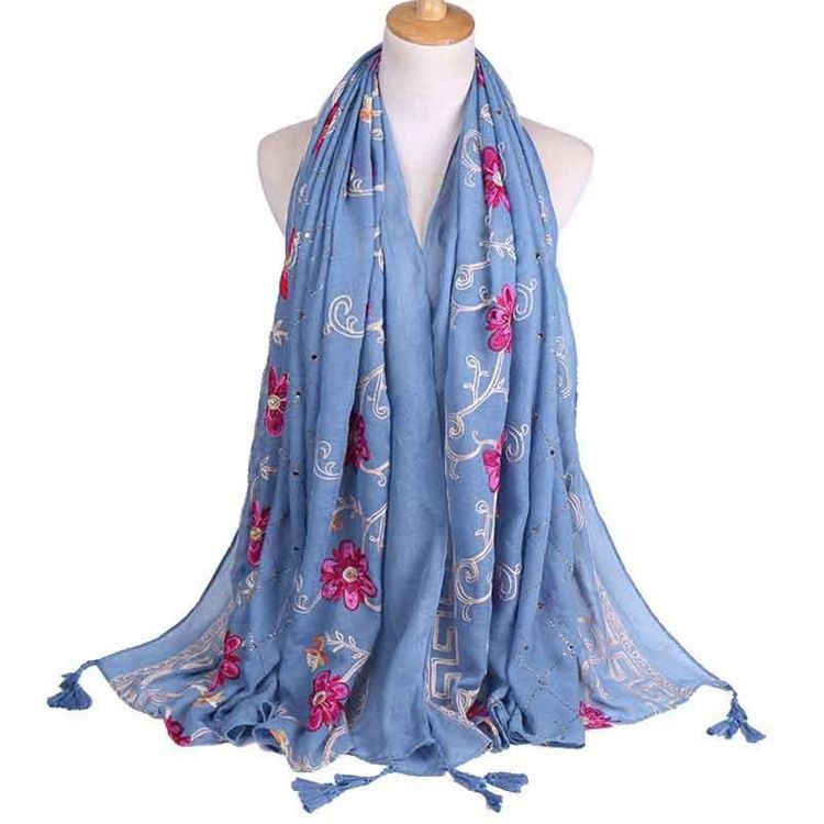 Broderi Vintage Blommiga Halsdukar