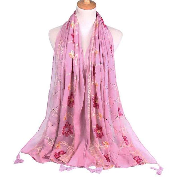 Broderi Vintage Blommiga Halsdukar