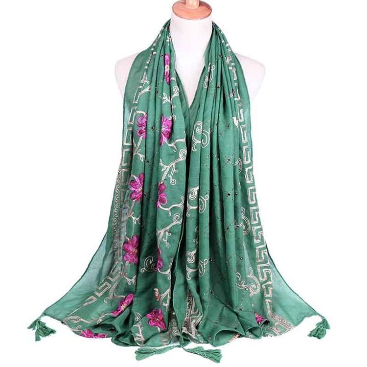 Broderi Vintage Blommiga Halsdukar