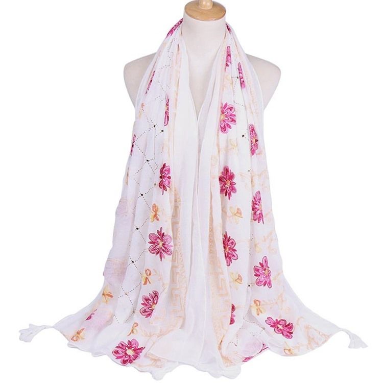 Broderi Vintage Blommiga Halsdukar