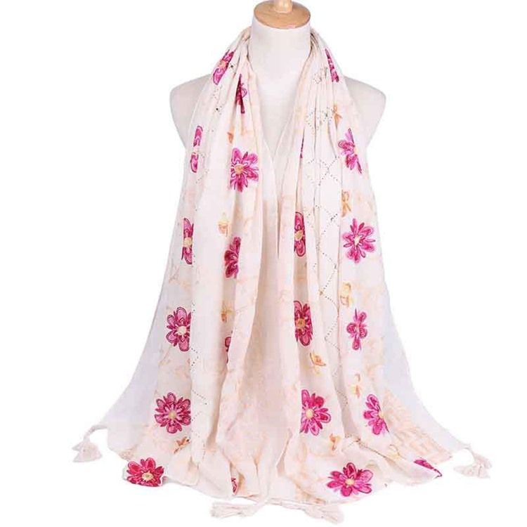 Broderi Vintage Blommiga Halsdukar