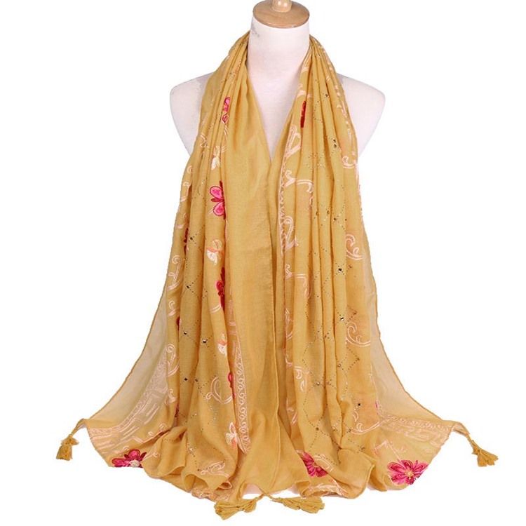 Broderi Vintage Blommiga Halsdukar