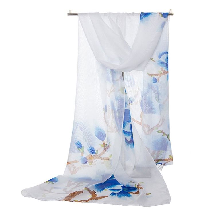 Chiffong Print Sommar Plant Scarf
