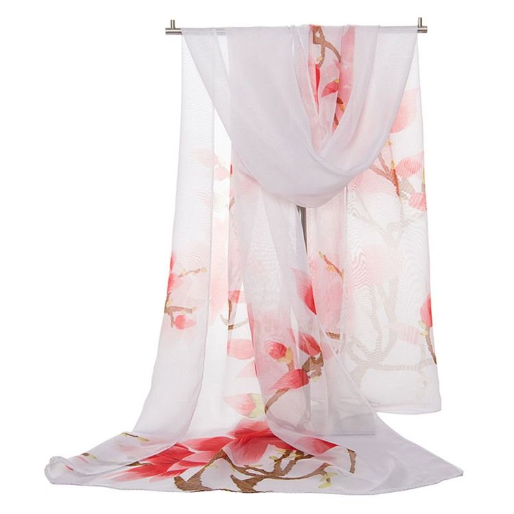 Chiffong Print Sommar Plant Scarf