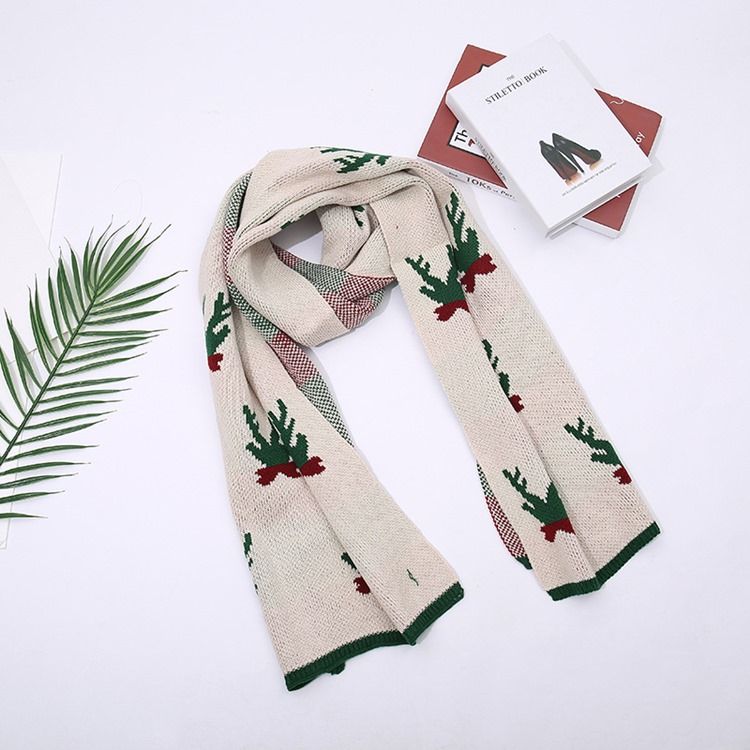 Christmas Deer Print Cartoon Scarves
