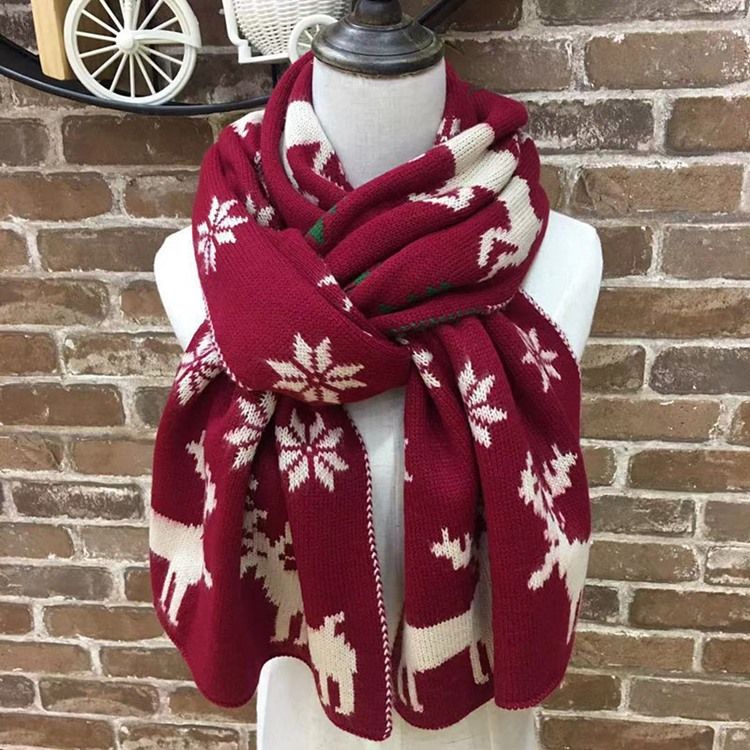 Christmas Woolen Garn Mode Cartoon Scarves
