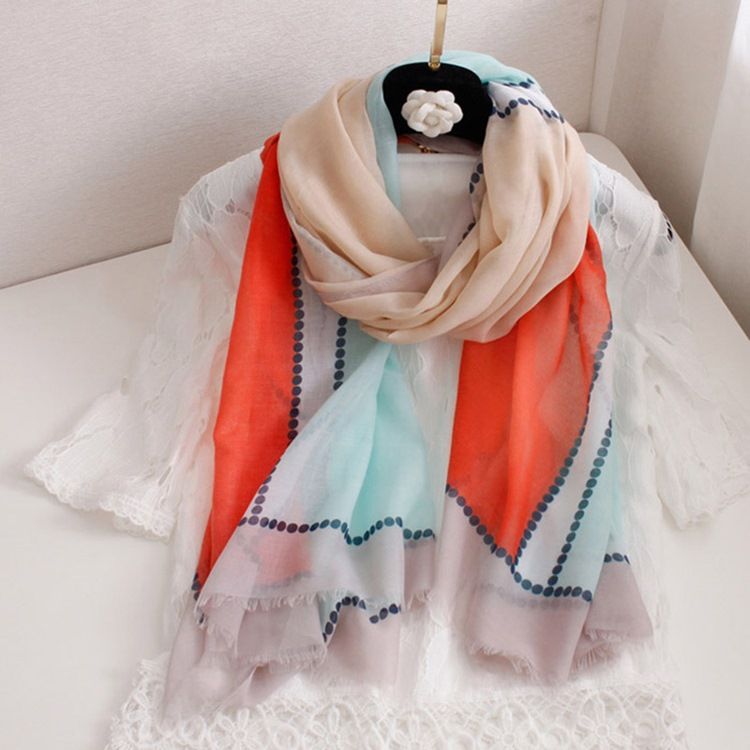 Färgblockscarf För Kvinnor