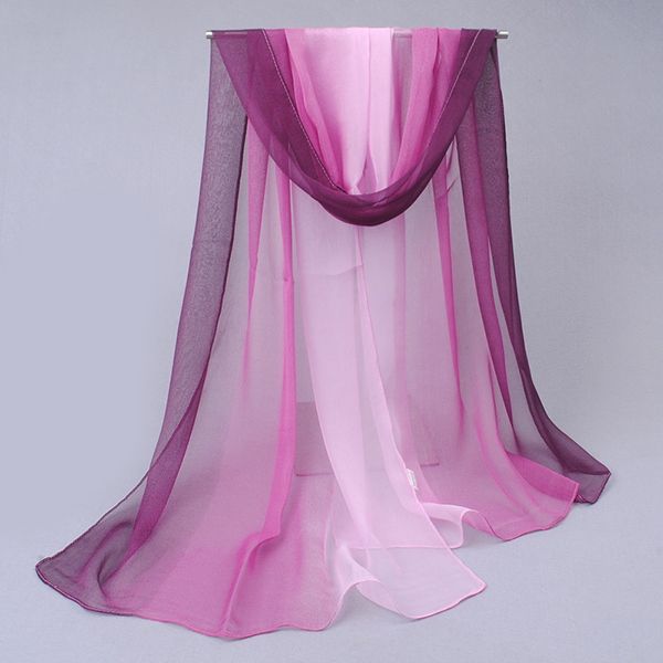 Gradient Color Chiffong Scarf För Kvinnor