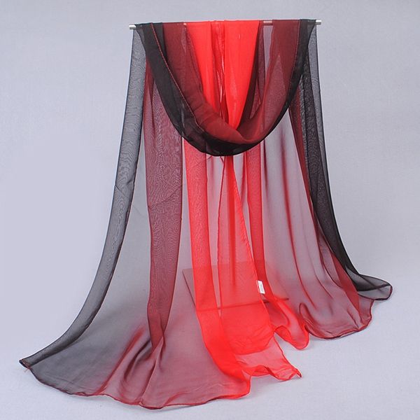 Gradient Color Chiffong Scarf För Kvinnor