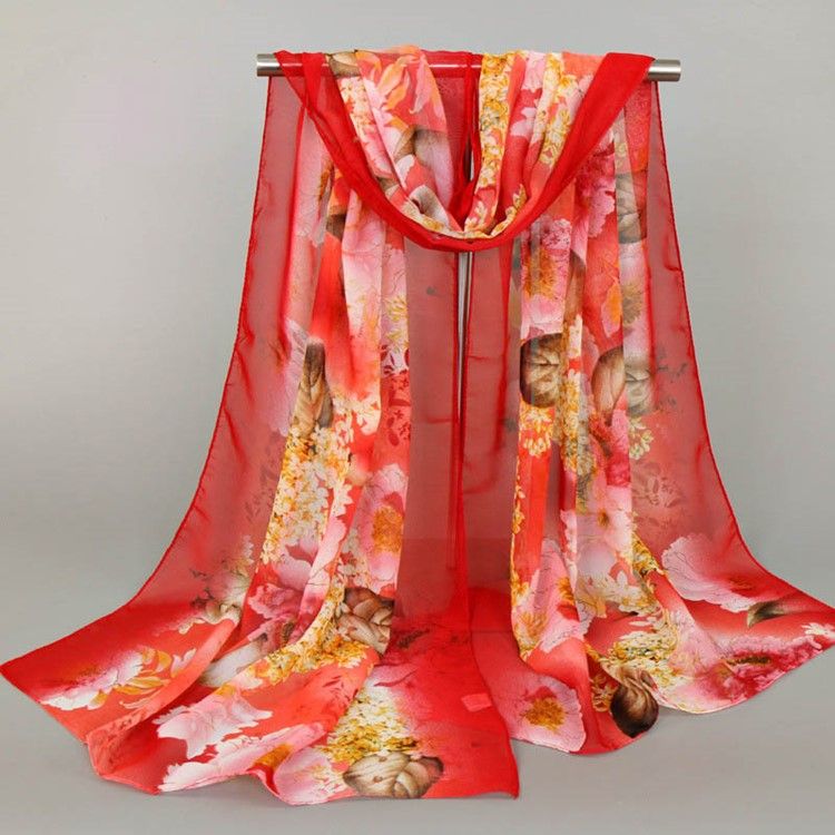 High End Chiffong Tryckt Scarf