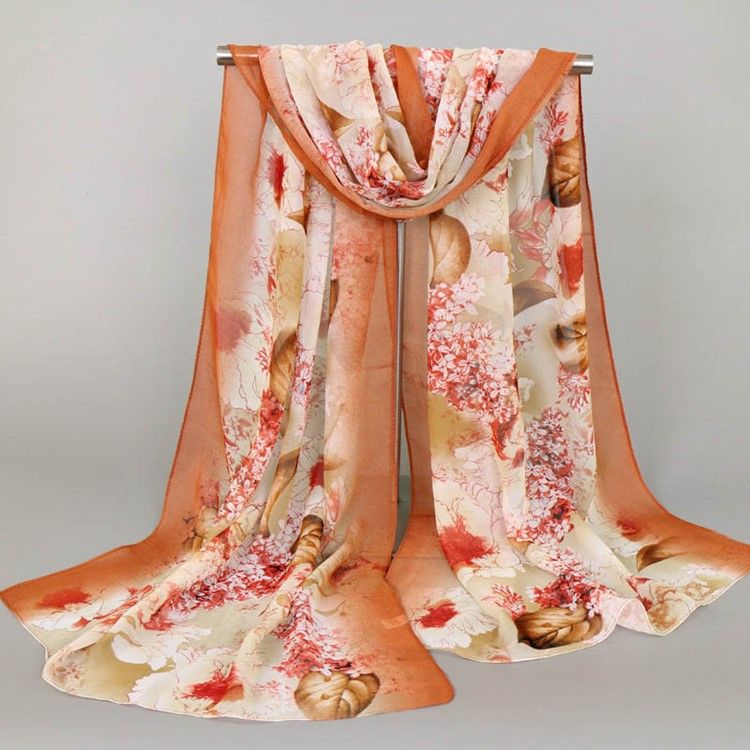 High End Chiffong Tryckt Scarf