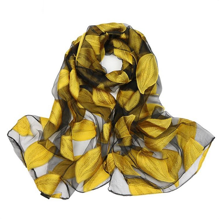Högkvalitativ Organzabladtryckt Damscarf