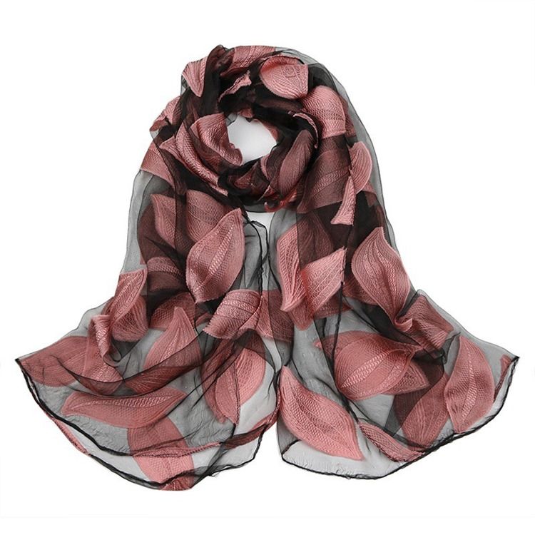 Högkvalitativ Organzabladtryckt Damscarf