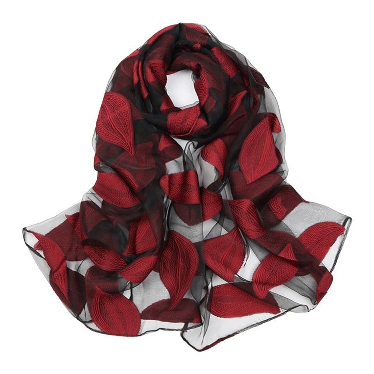 Högkvalitativ Organzabladtryckt Damscarf