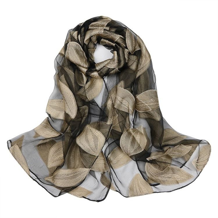 Högkvalitativ Organzabladtryckt Damscarf