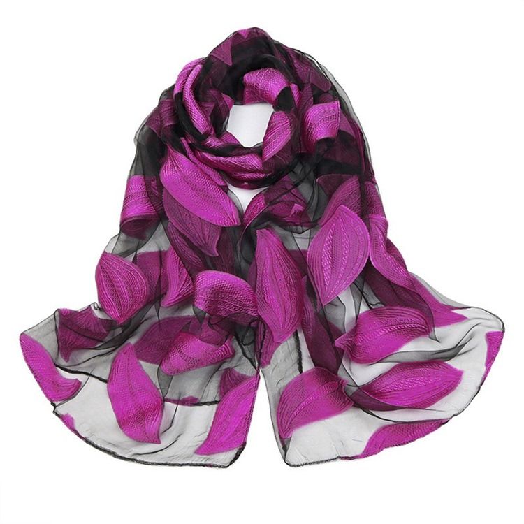Högkvalitativ Organzabladtryckt Damscarf