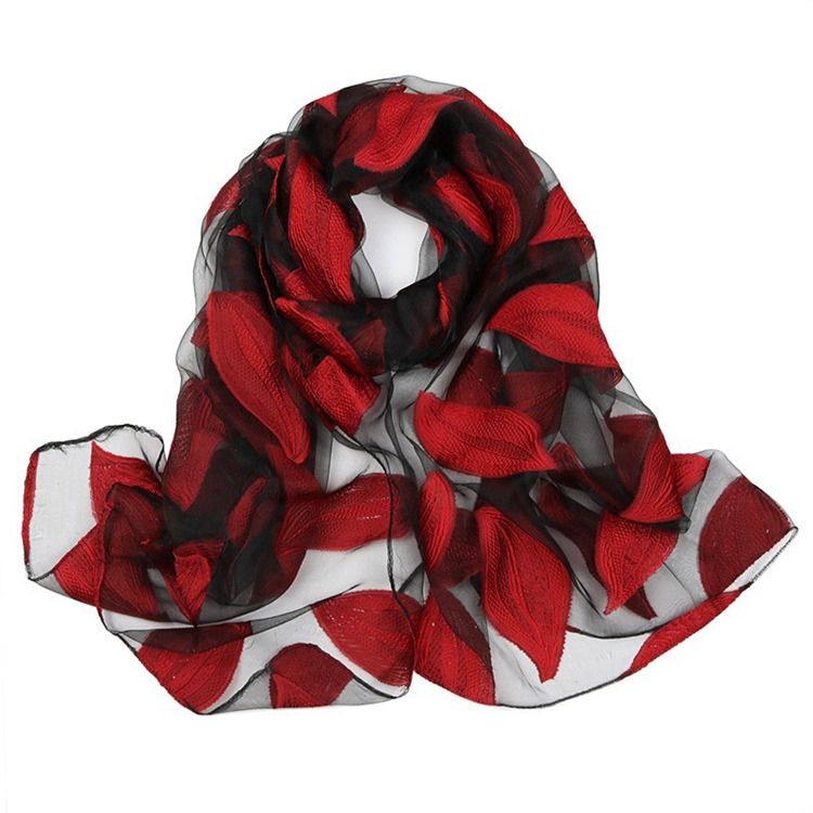 Högkvalitativ Organzabladtryckt Damscarf