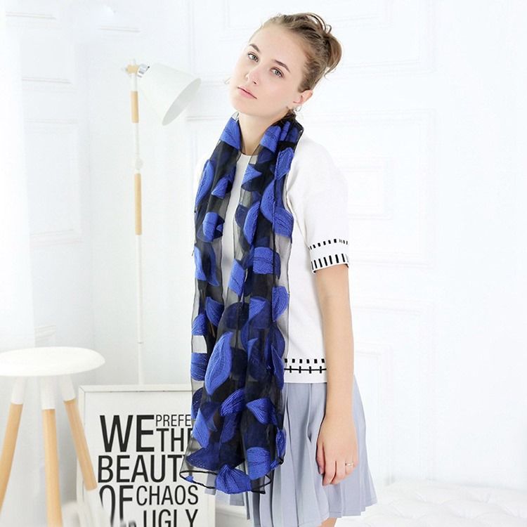Högkvalitativ Organzabladtryckt Damscarf