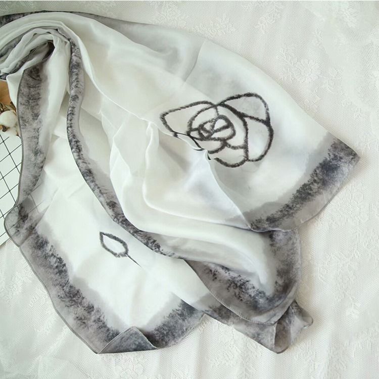 Höstbläckmålning Sidenscarf För Kvinnor