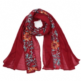 National Style Broderi Bomull Scarf För Resor