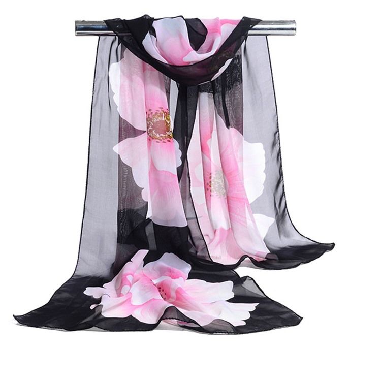Ny Mode Chiffong Damliknande Blommig Scarf