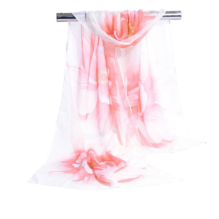 Ny Mode Chiffong Damliknande Blommig Scarf