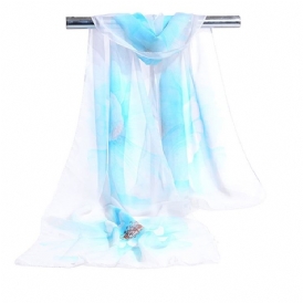 Ny Mode Chiffong Damliknande Blommig Scarf