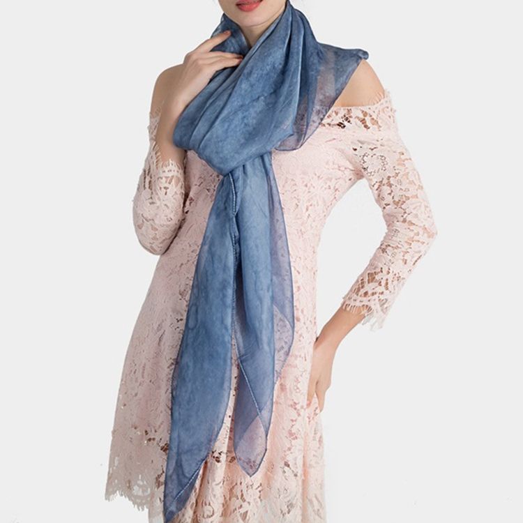 Ren Färg Imiterad Sidentyg Damscarf