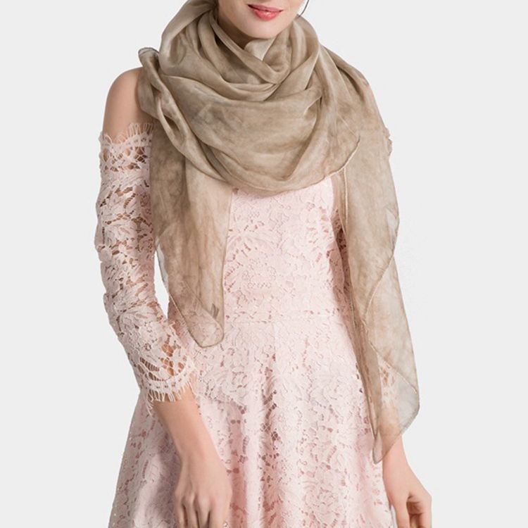 Ren Färg Imiterad Sidentyg Damscarf