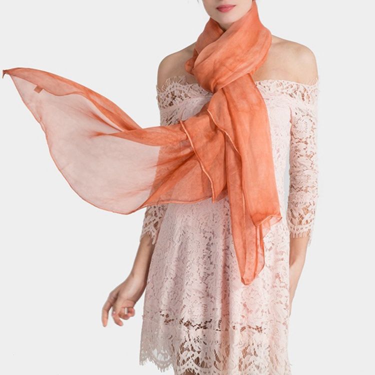 Ren Färg Imiterad Sidentyg Damscarf