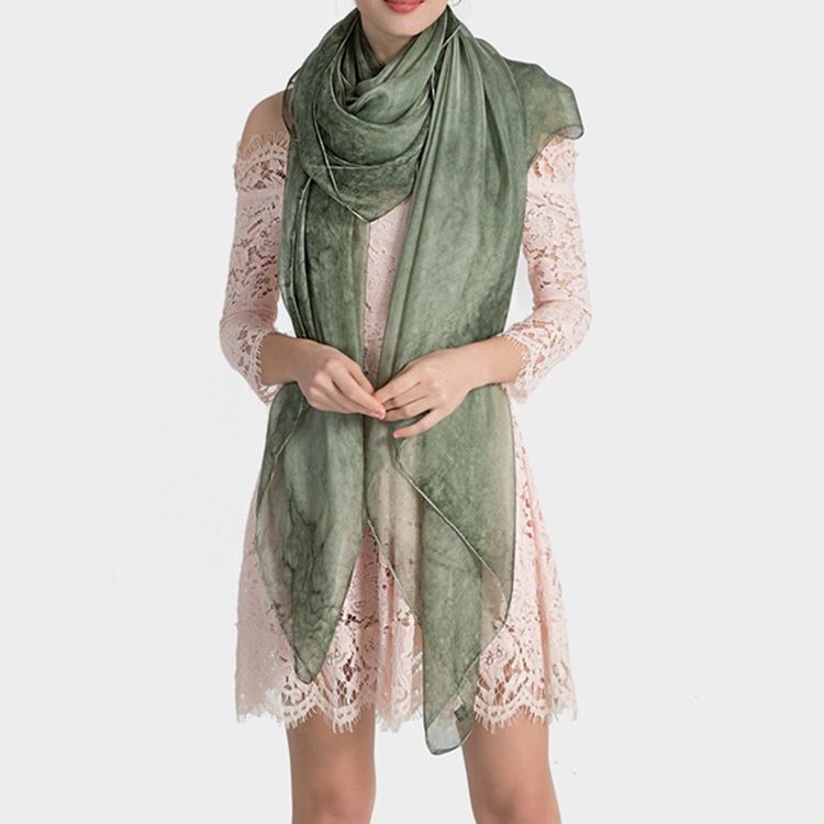 Ren Färg Imiterad Sidentyg Damscarf