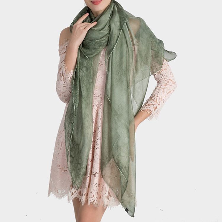 Ren Färg Imiterad Sidentyg Damscarf