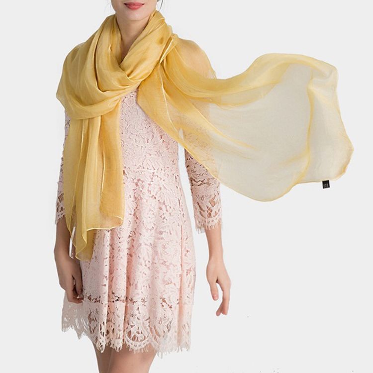 Ren Färg Imiterad Sidentyg Damscarf