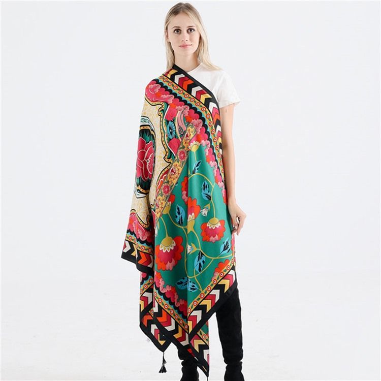 Sjal Tofs Blommiga Scarves